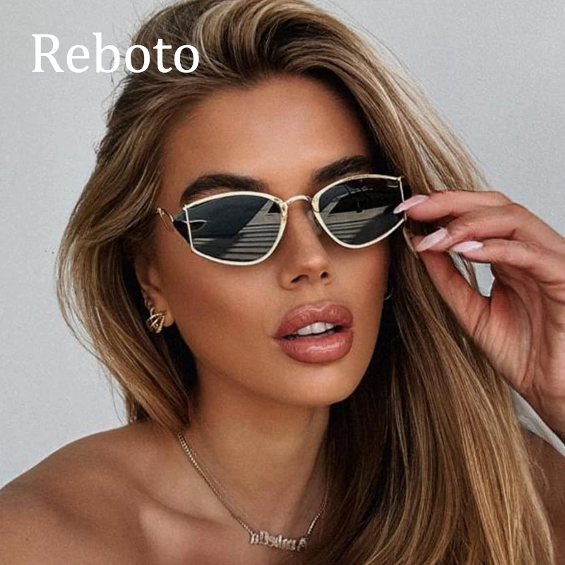 New Metal Frame Cat Eye Sunglasses for Women Fashion Unique Small Shades Sunglasses Womens Luxury Brand Cool Triangle Eyewear