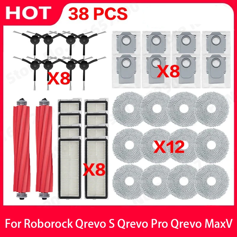 Roborock Qrevo S Qrevo Pro Qrevo MaxV Robot Vacuum Parts Main Roller Side Brush Hepa Filter Mop Pad Cloth Dust Bag Accessories