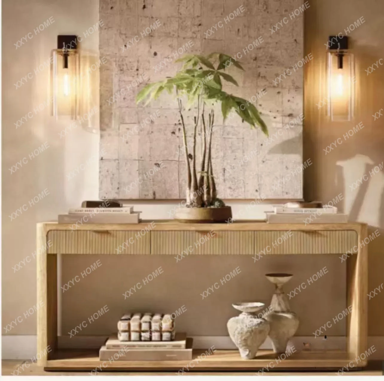 Country Solid Wood Xuanguantai Villa Corridor Ornament Display Table Sofa Backrest Decoration Shelf Exit