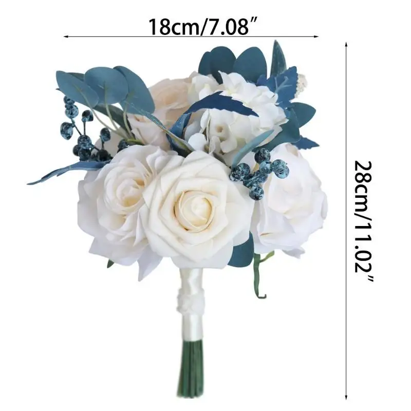 E8BD Flower Corsage sztuczny szampan róża róży bukiet pawo-niebieskie rekwizyty fotograficzne