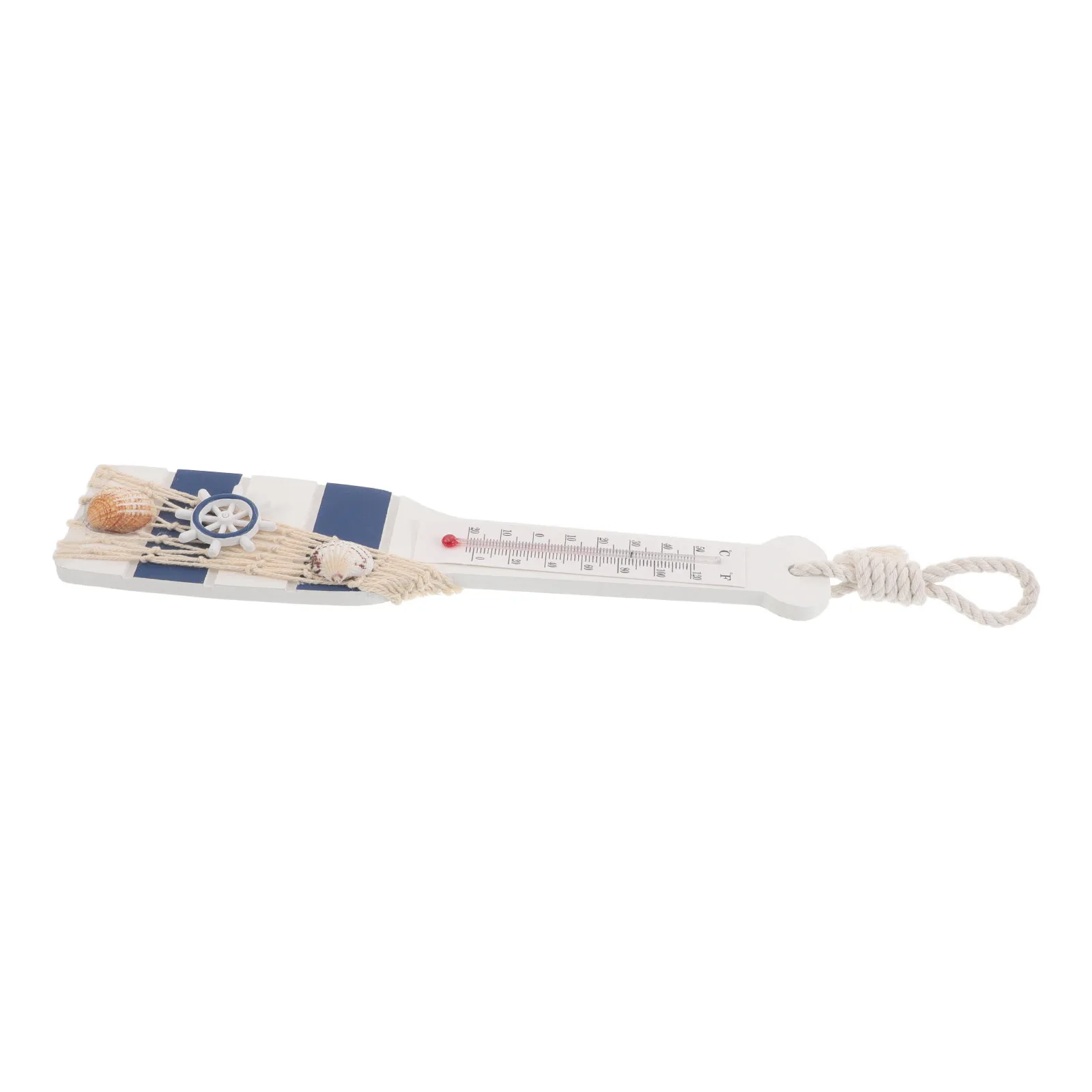 Wooden Paddle Wall Decor Nautical Canoe Oar Beach Theme Pendant with High Precision Temperature Gauge Coastal Home Bedroom Hotel
