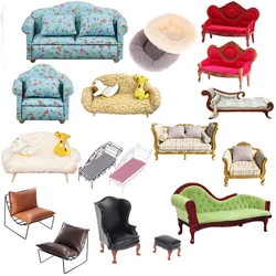 1/2PCS 1/12 Dollhouse Miniature Single/Double Sofa Handrail Back Sofa Doll House Furniture Living Room Accessories Decor Toy