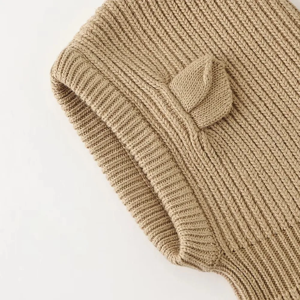 Korean Style Cartoon Ears Beanie Hat Ear Protection Solid Color Knit Balaclava Hat Knit Thickened Warm Woolen Beanie Winter
