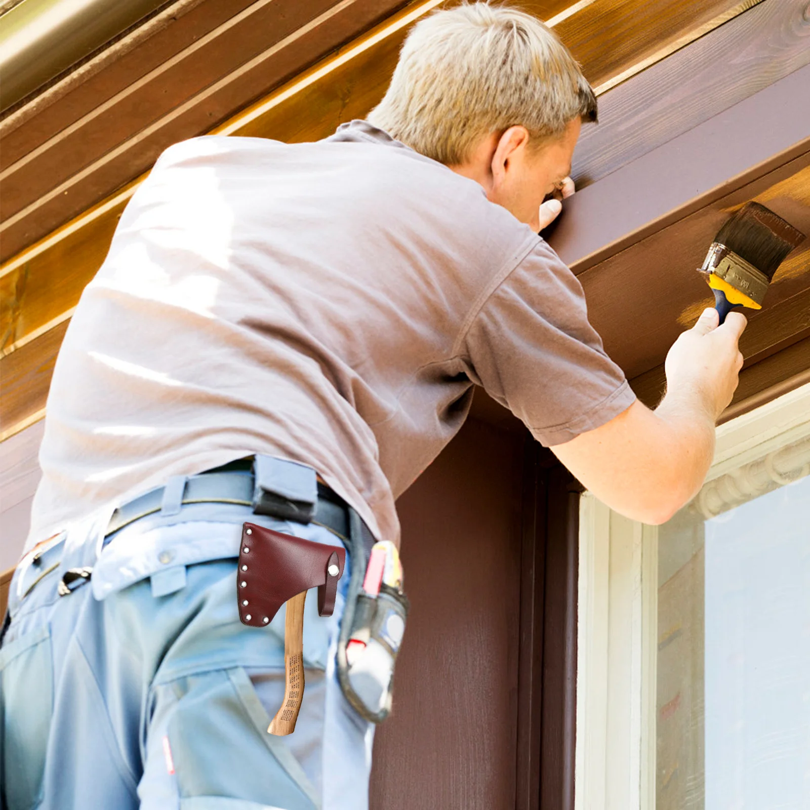 

Axe Sheath Cowhide Protector Durable Axe Head Sheath Portable Protective Sleeve Camping Tool Holder Universal-functional