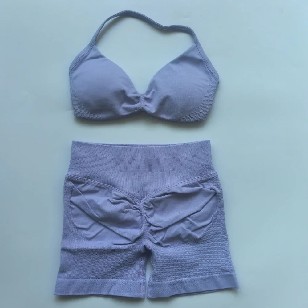 2-teiliges Gym-Set für Damen: Trägerloses Yoga-Bra-Top, High-Waist-Workout-Shorts, Sportanzug, nahtloses Yoga-Set, Fitnesskleidung – Detail 19