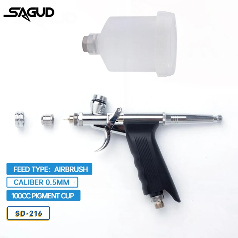 

SAGUD 0.5mm Trigger Airbrush Gun Gravity Feed Spray Gun with 100cc Cup Suitable for Hobby Painting, Model Craft & Auto Detailing