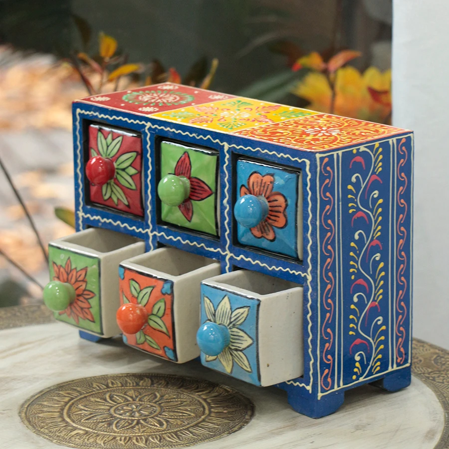 Medieval Style Jewelry Box Solid Wood Painted Jewelry Storage Box Handmade Jewelry Box Makeup Box 2023