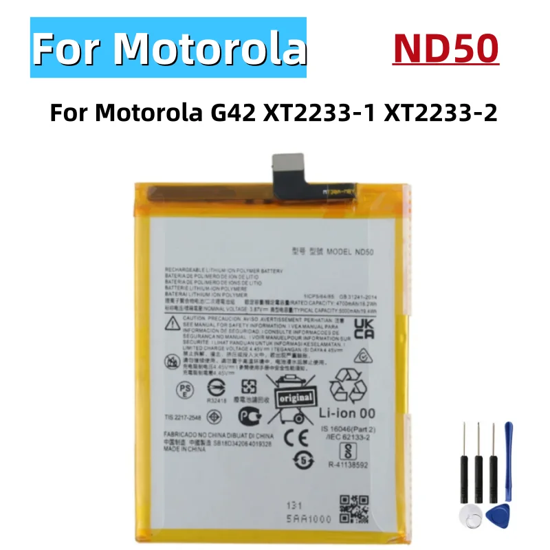 ND50 5000mAh Battery For Motorola G31 XT2173 G42 G62 5G XT2223-3 XT2223-2 XT2223-1 Mobile Phone Battery + Free Tools