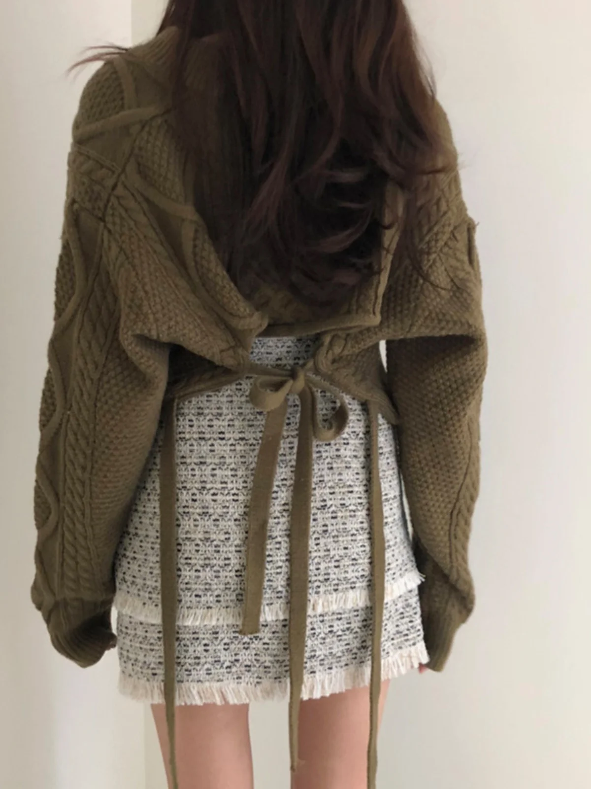 Pull tricoté Chic coréen, Design avec cravate Ba, motif Floral rétro, coupe ample, rond, Ne Long, automne hiver