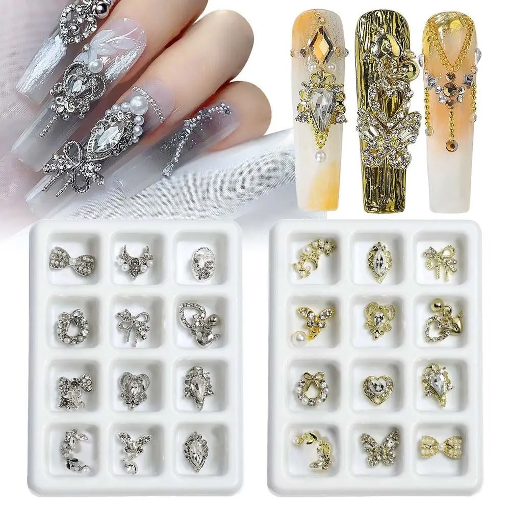 

20Pcs Water Drop Crystal Dangle Nail Chain Charms Nail Decorations Bow Butterfly Luxury Alloy Crystal Nail Rhinestones