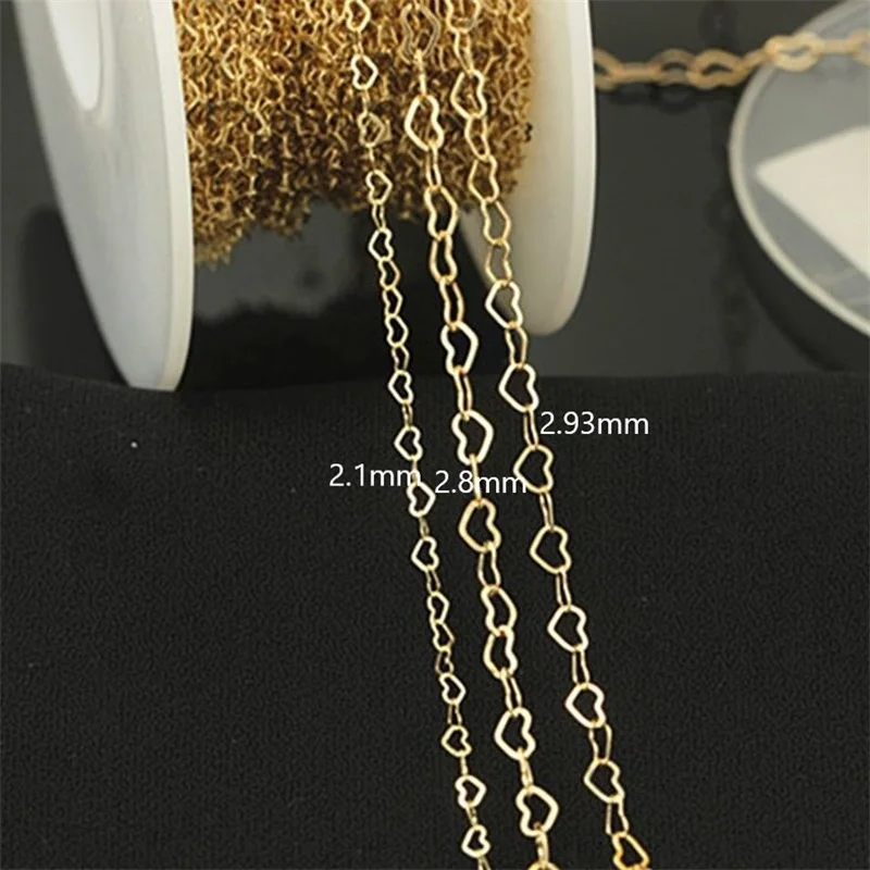 No Fade No Rust Hot Sale Real 14K Gold Filled Heart Chain for Jewelry Making Fashion Waterpoof Permanent Chain