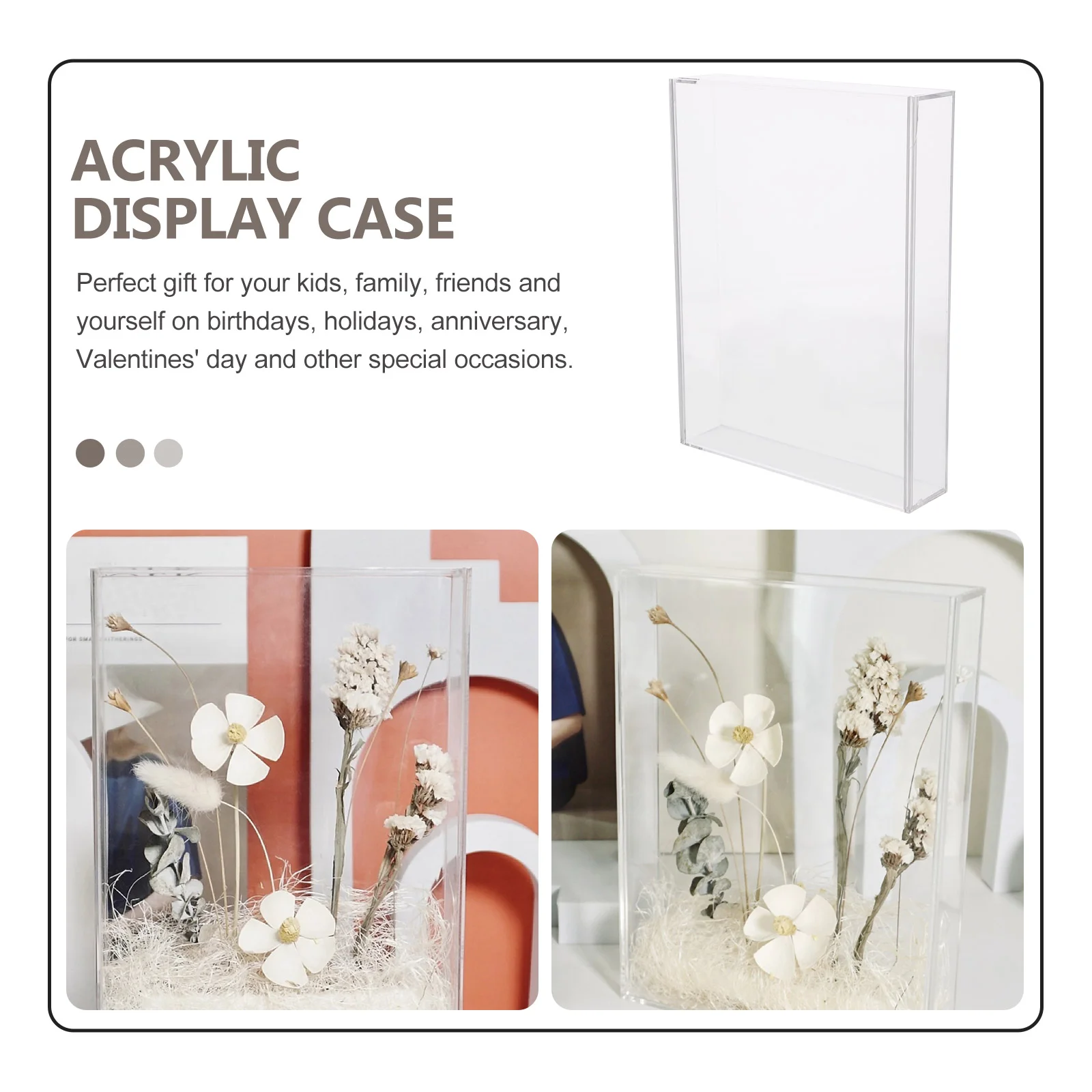 Acrylic Eternal Flower Box Wrapping Paper Transparent Display Case Figures Pictures