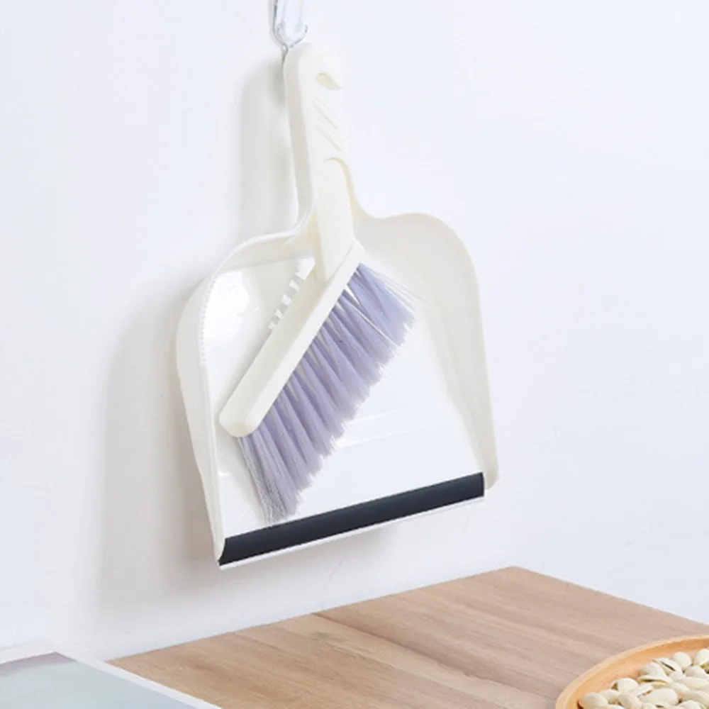 2pcs Practical Plastic Mini Broom Set White Lightweight Desktop Sweeping Tool Keyboard Cleaning Brush Dashboard Cleaning