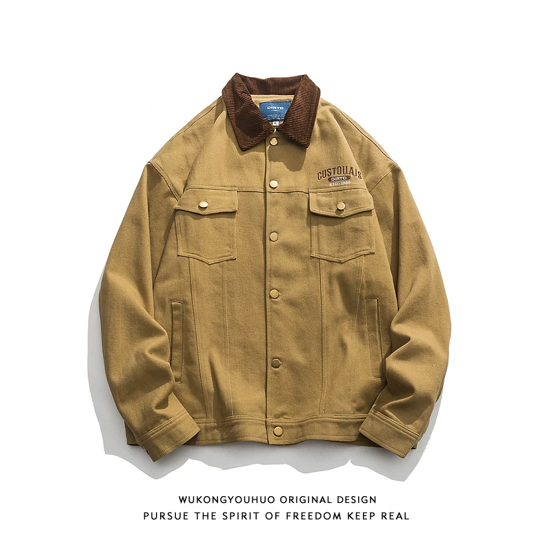 

Свободная куртка в стиле ретро-жакета в японском рабочем стиле, повседневная верхняя одежда с отложным воротником для мужчин и женщин, модный бренд