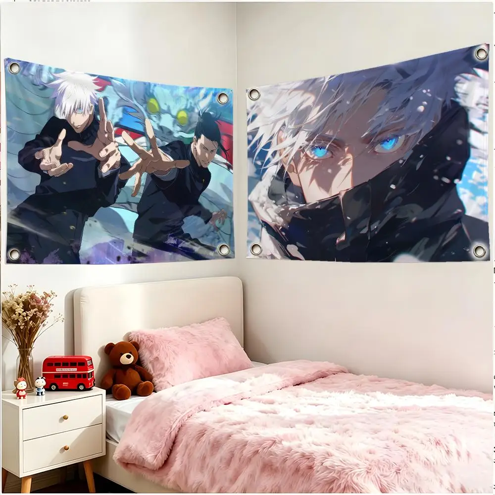 Anime Character Jujutsu Kaisen Satoru Gojo Flags Four Ring Borderless Art Decor Indoor Outdoor Use Simple Hang And Install