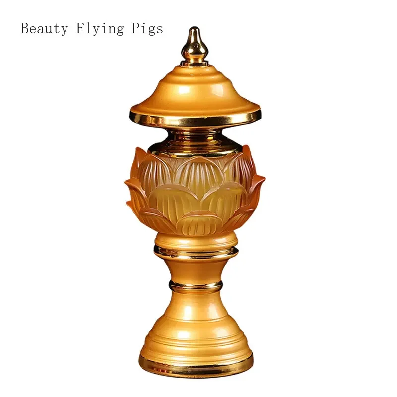 

2PCS/SET Alloy Simulated Candlestick Lotus Colorful Simulated Candlestick for Buddhist Hall Utensils Home Decoration