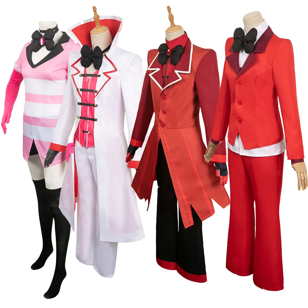 

Lucifer Hazbin Alastor Cosplay Angel Dust Costume for Adult Women Uniform Jacket Pants Fantasia Outfits Halloween Carnival Suit