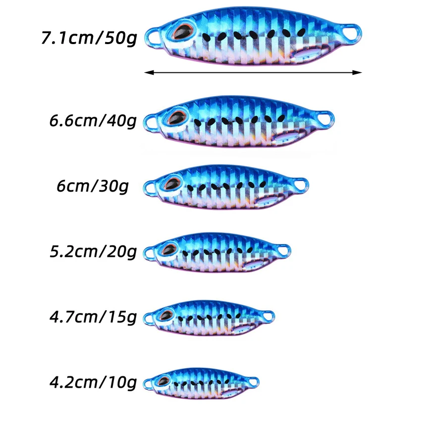 7pcs Drager Slow Cast Metal Jig Fishing Lure Jigging Spoon  40g 50g Artificial Bait Shore Casting Jig Fishing Tackle