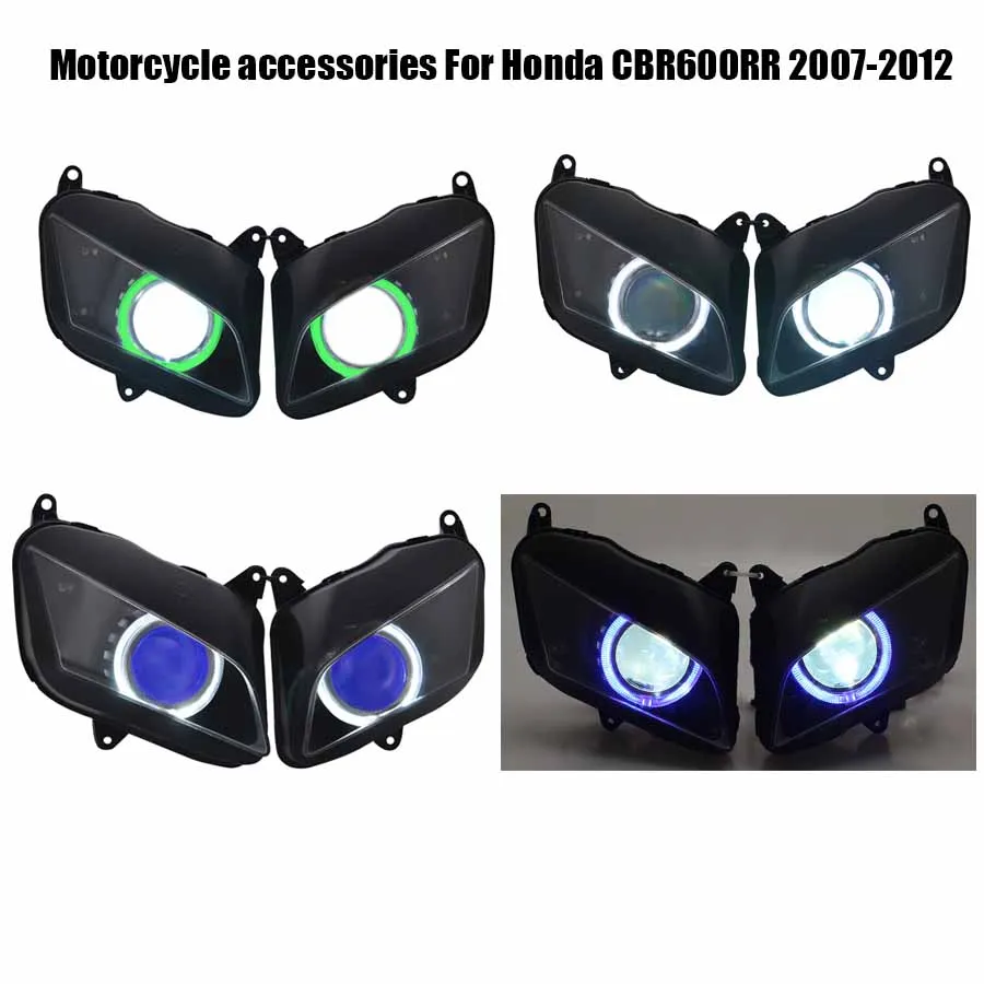 Motorcycle HID Projector L/H Beam Headlight Assembly LED Angel Devil Eyes Head Lamp For Honda CBR600RR CBR600 RR 2007-2012