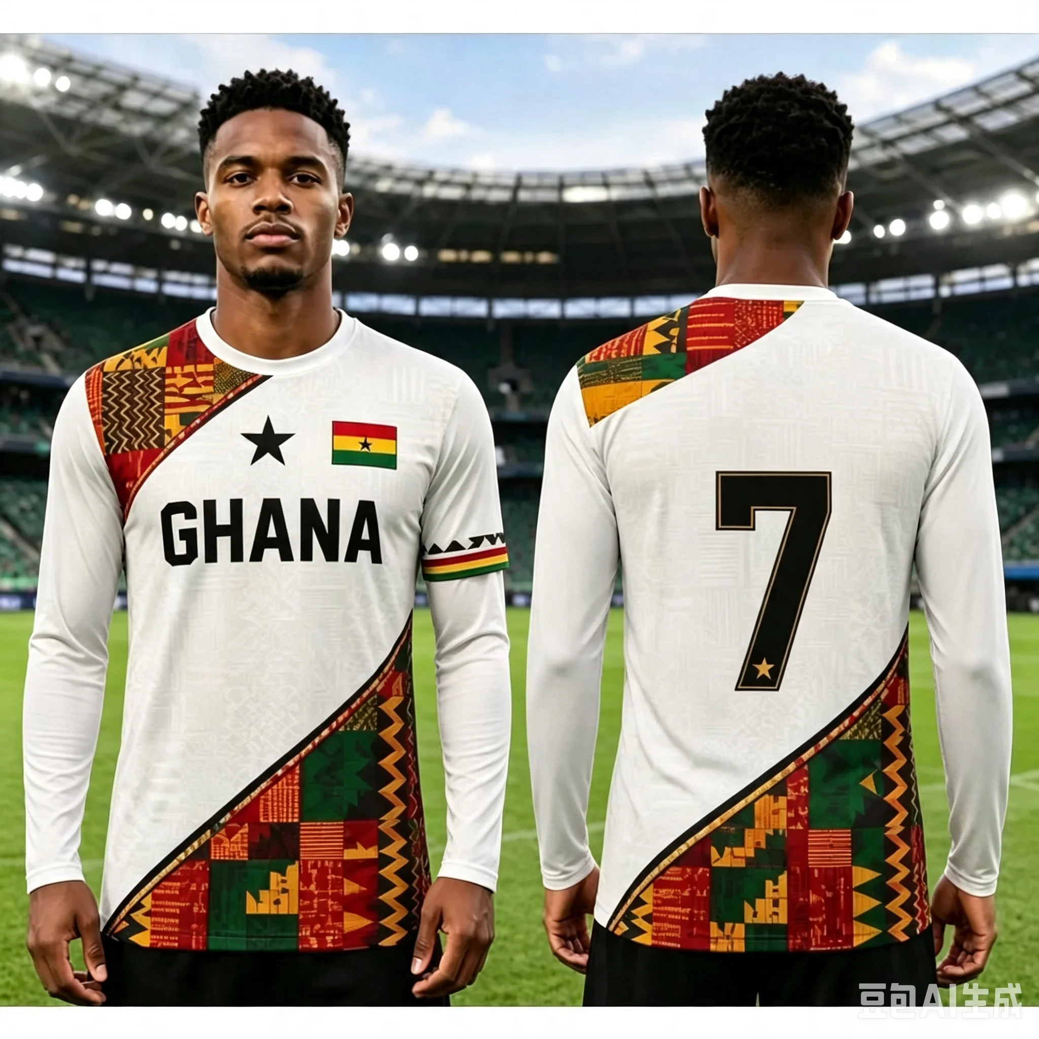 Ghana Lightweight Quick Dry Long Sleeve Soccer Tee, Sports Competition Football Field Casual Top