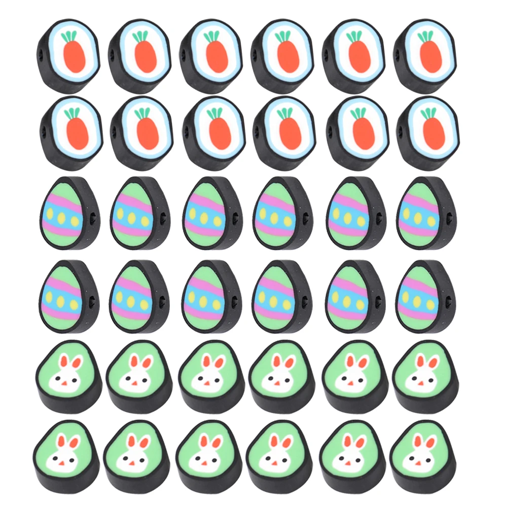 

100 Pcs Rabbit Carrot Beads Easter Charms Clay Beads for Jewelry Making Lightweight Portable DIY Crafts Accessories