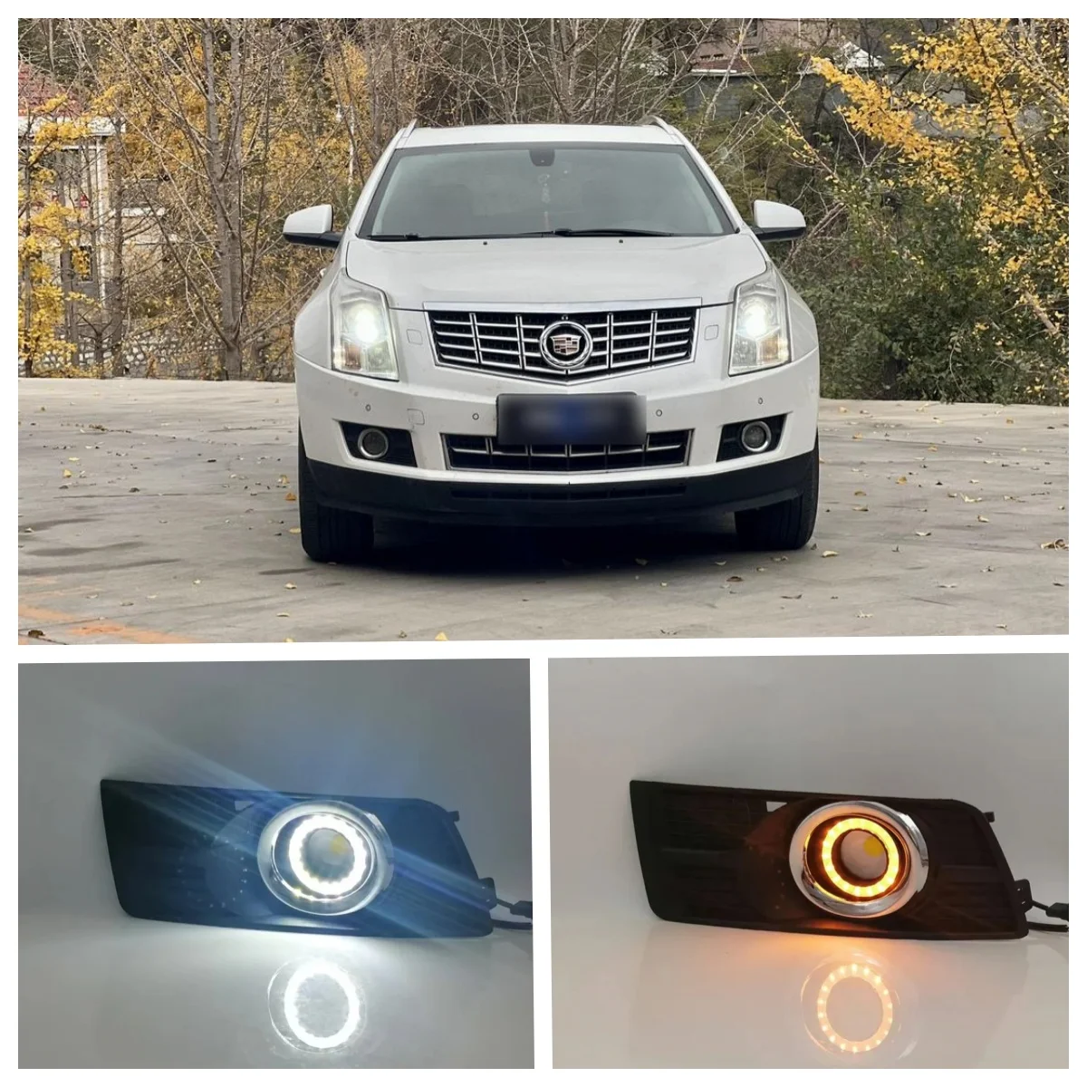 

LED Fog Light Assembly For Cadillac SRX 2010 2011 2012 2013 2014 2015 2016 Dual Color Angel Eye Daytime Running Lights Fog Lamp