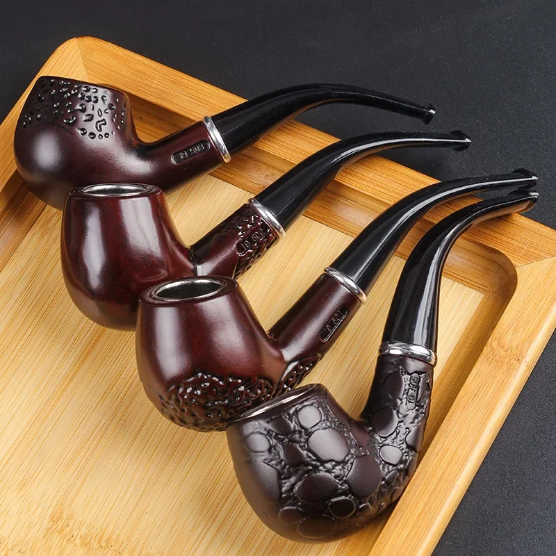 Resin Wooden Tobacco Pipe Retro Classic Bending Smoking Chimney Filter Pipe Potable Handheld Cigarette Accessories