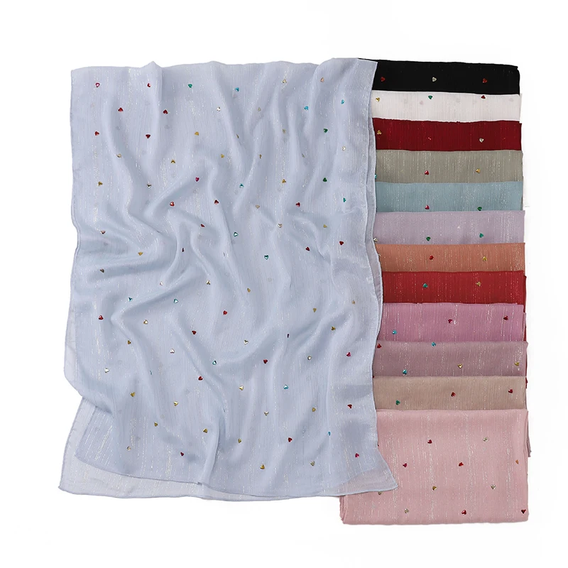 

Plain Rhinestone Crystal Bubble Chiffon Hijab Shawls Long Bling Bling Wrap Ramadan Muslim Hijab Bufandas Women Islamic Turban