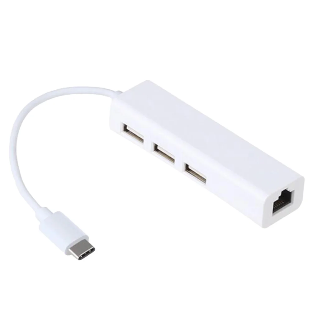 

Type-C 3 Usb 2.0 Hub Lan Adapter For Computer Usb Ethernet Otg Support External Network Adaptor