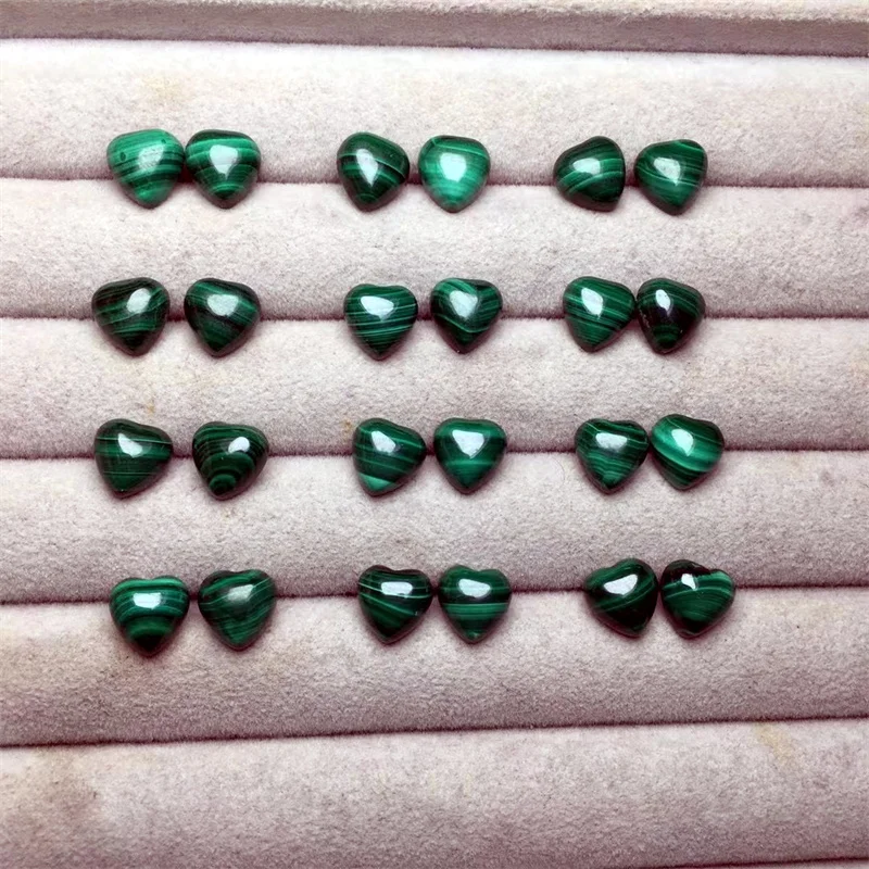 Natural Malachite Heart Stud Earrings For Women Elegant Temperament Holiday Fashion Healing Jewelry Gift1pair