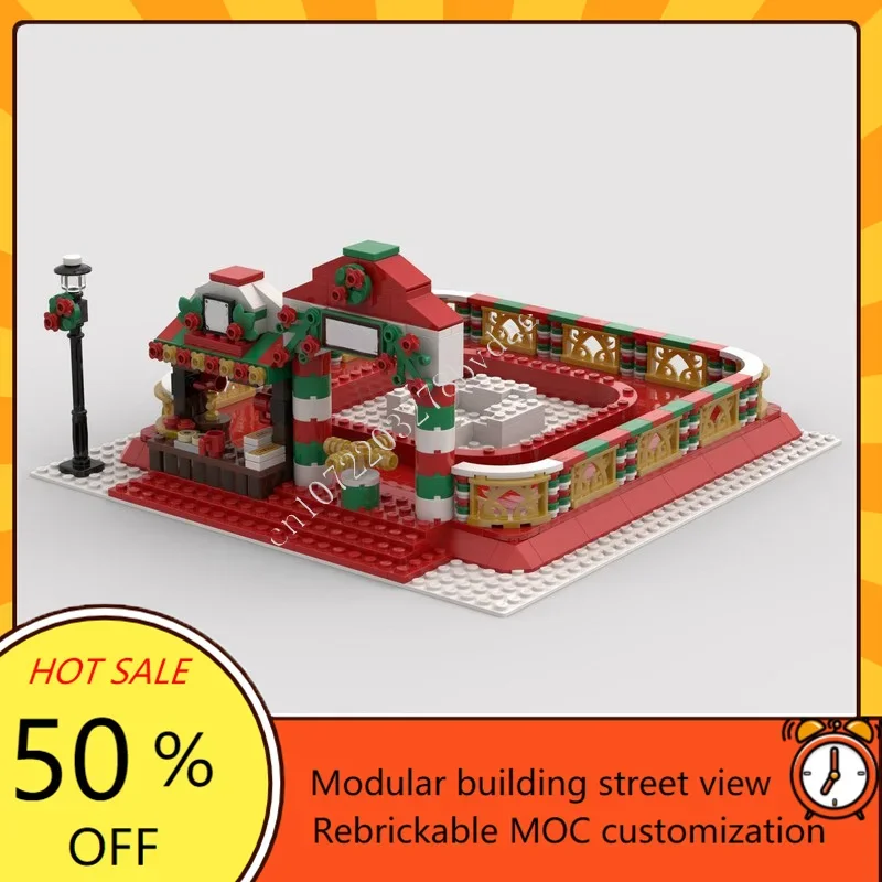 1300 個冬村電車乗り物モジュラー MOC クリエイティブストリートビューモデルカスタムパズル建築 DIY 教育モデルギフト