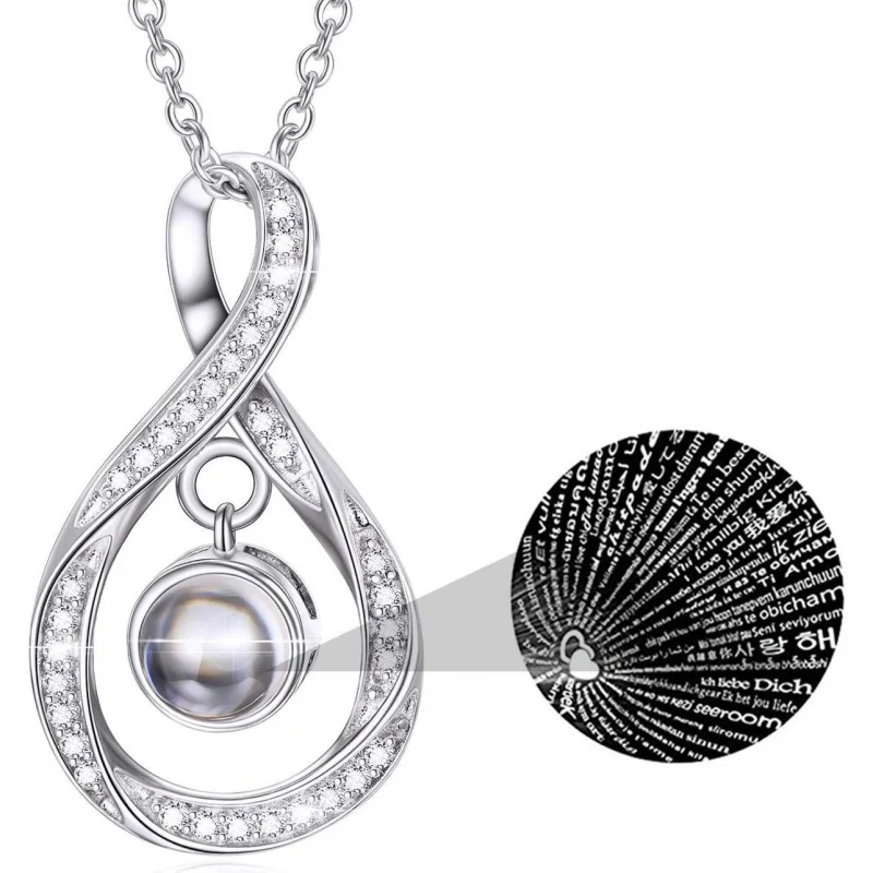 

Гипоаллергенное ожерелье из стерлингового серебра 925 пробы, 100 языков, проекционное ожерелье «Я люблю тебя», подарок на день матери с подсолнухом в форме сердца бесконечности