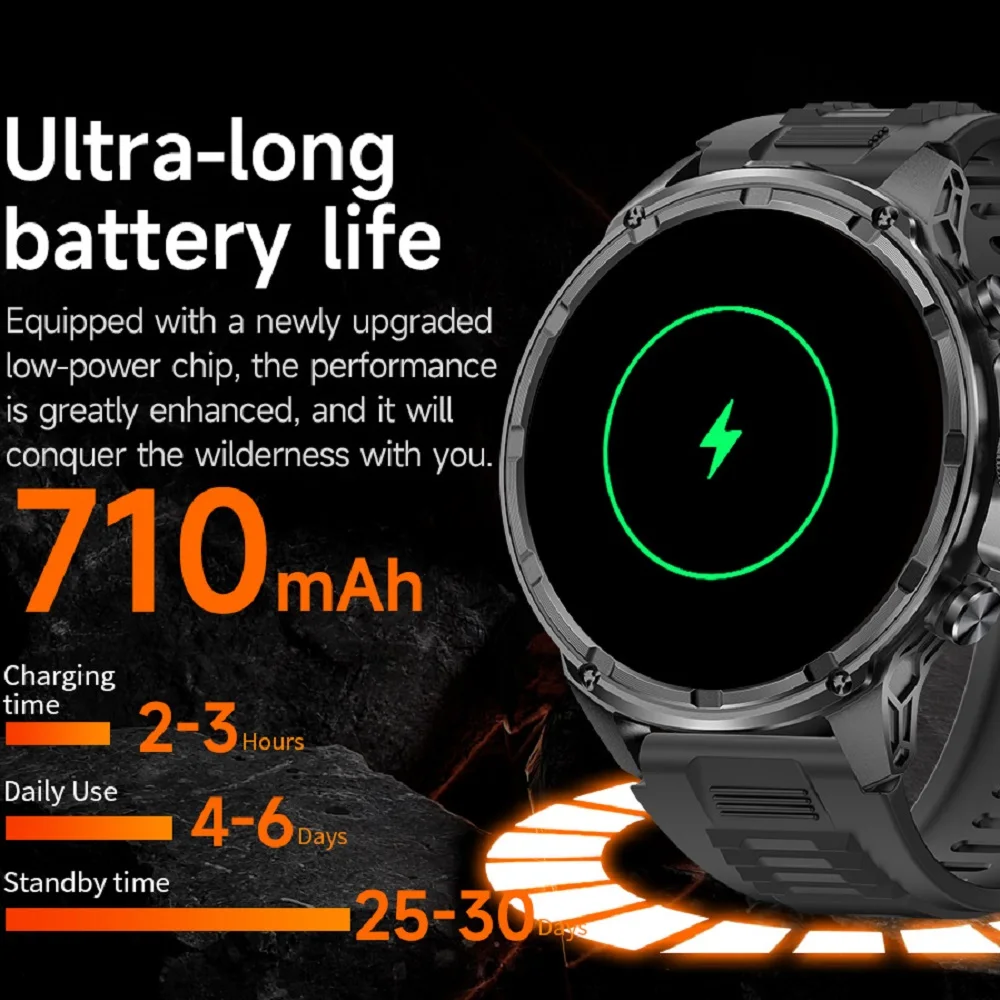 

Waterproof Outdoors Smartwatch Flashlight Women Music Sports Blue Tooth Call 710mAh Heart Rate Health Monitor Smart Watches Men