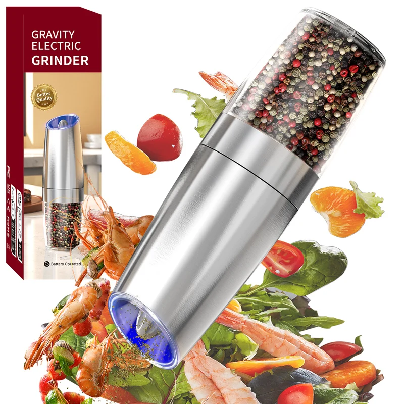 

Electric Automatic Mill Spice Salt and Pepper Grinder With Adjustable Coarseness stainless steel sea salt pepper spice grinding