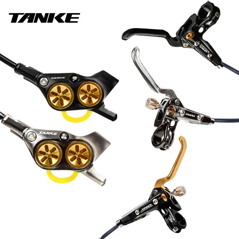 TANKE MTB 4 Piston 2200MM Anodized Oil Brake Mountain Bike Hydraulic L R Split-type Disc Brakes Dual Brake Caliper Construction