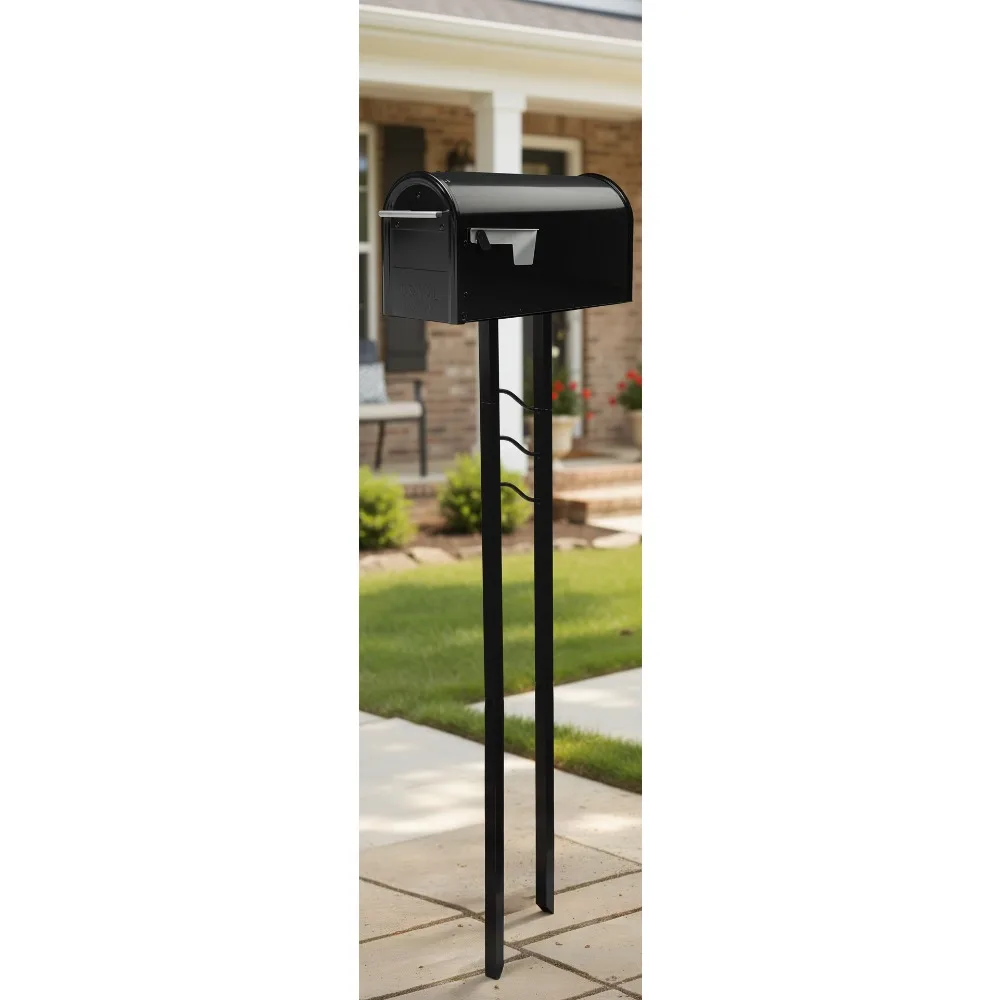 

Weather-Resistant Steel Mailbox with Post, Black Medium Curbside Design for Residential Delivery