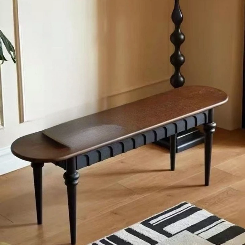 French solid wood bench medieval dining chair stool dining stool retro shoe changing stool
