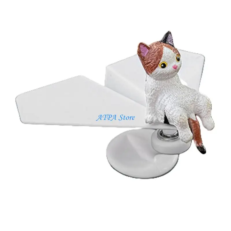 

U13C Small Rotating Plane Vehicle Ornament Realistic Cats Sculpture Resin Decors