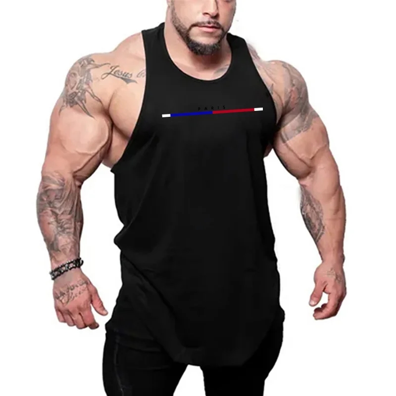 Summer Cotton Sleeveless Casual T-Shirts Mens Running Sport Loose Breathable Tank Tops Gym Fitness Bodybuilding Muscle Singlets