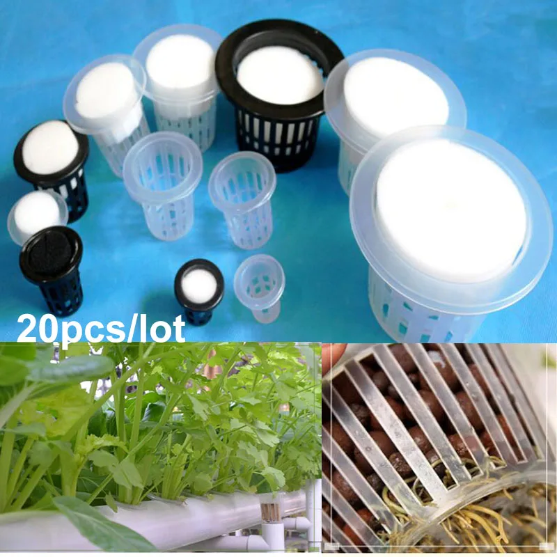 

20pcs veg Soilless Plant Grow Pots Mesh pot tray Sponge Nursery Cup Hydroponic Clone Aeroponic Vegetable Planter Colonization K5