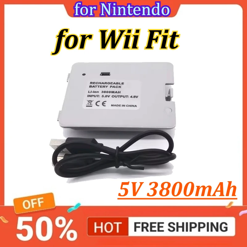 

5V 3800mAh Li-ion Rechargeable Battery Pack with USB Charging Cable for Nintendo Wii Fit Balance Board Yoga Fitness Game Console