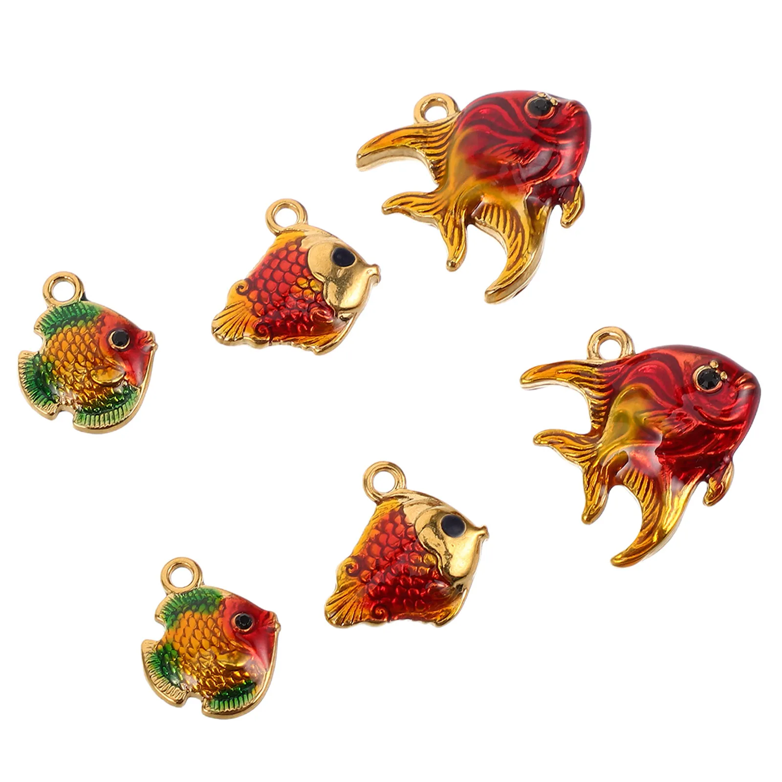 6 Pcs Animal Pendants Charms Jewelry DIY Bracelet Fish for Handcrafted Clownfish Cute
