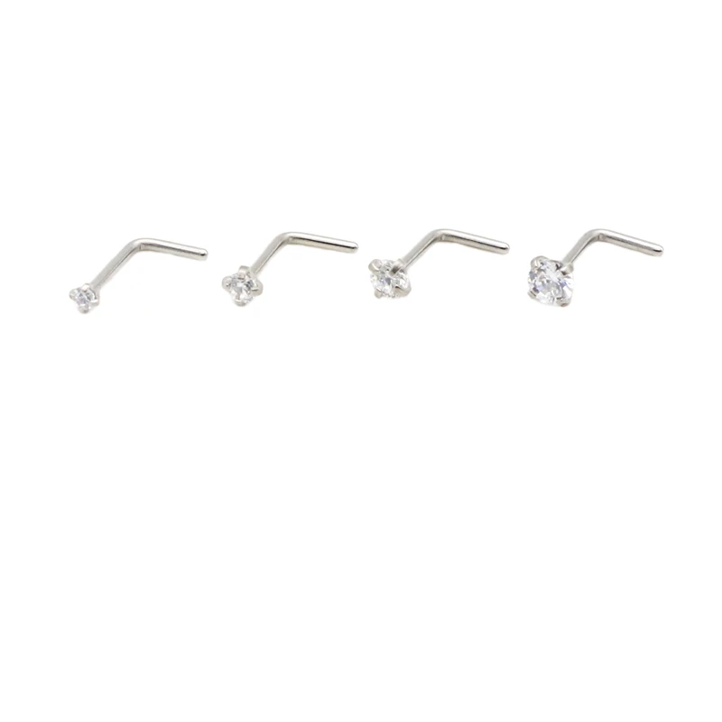 Imagem -03 - L-shape Crystal Nose Stud Pequeno Anel de Zircão Clear Gem Brinco de Aço Cirúrgico Body Piercing Jóias da Moda 1.5 mm mm 2.5 mm mm 60 Pcs