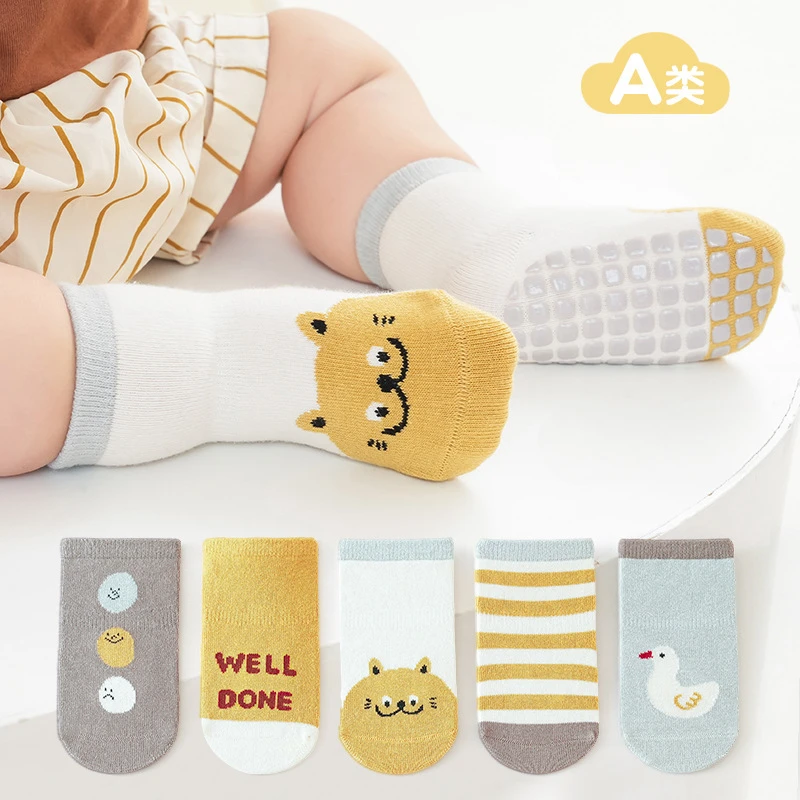 

Aclass Floor Socks Infants Glue Dispensing Non-Slip Children's Cold-Separated Toddler Boneless Tube Socks