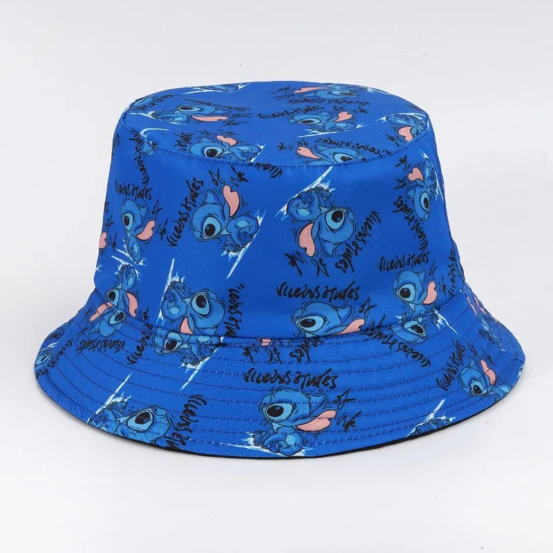 

Disney Stitch Printe Fisherman Hats Anime Figures Lilo & Stitch Cartoon Cute Kids Canvas Summer Sunscreen Hat Outdoor Sun Cap