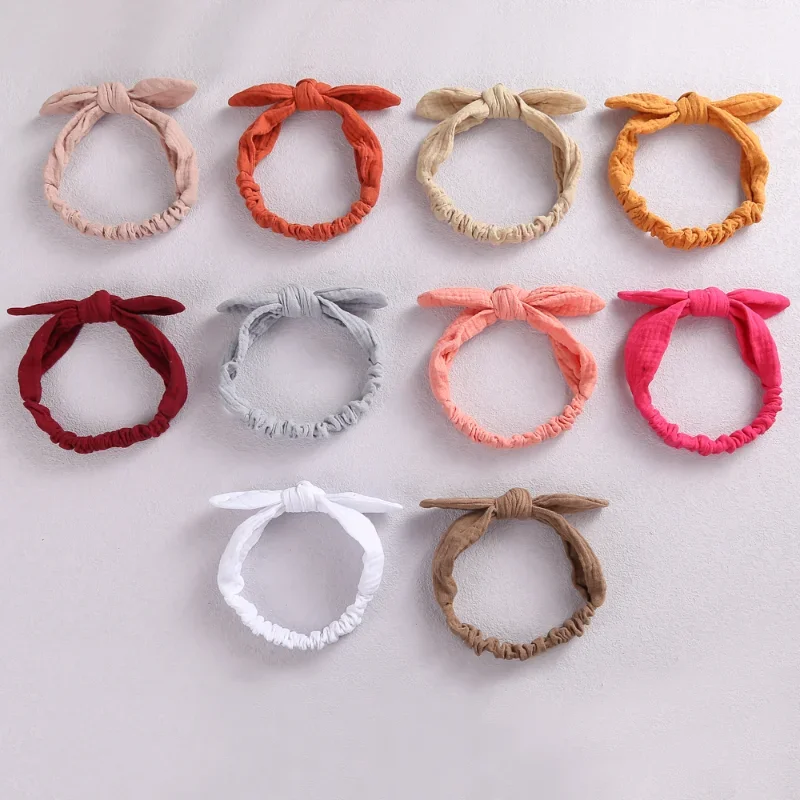 Baby Elastic Hair Bands Girl Headband Cotton Linen Kids Headwear Knot Hair Accessories Toddler Rabbit Ear Turban Playa Ties Soft