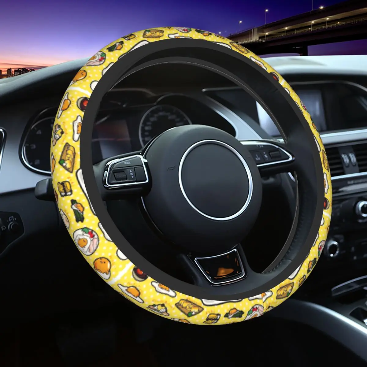 Yoga Gudetama Egg Car Steering Wheel Cover 38cm Non-slip Auto Steering Wheel Protector Elastische Car-styling Car Accessories