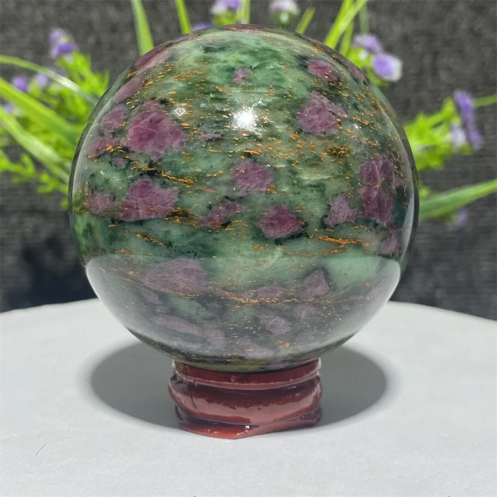 Natural Gemstones Emeralds And Ruby Symbiotic Crystal Energy Ball Hand Polished Mineral Spheres Healing Quartz Decoration Gift