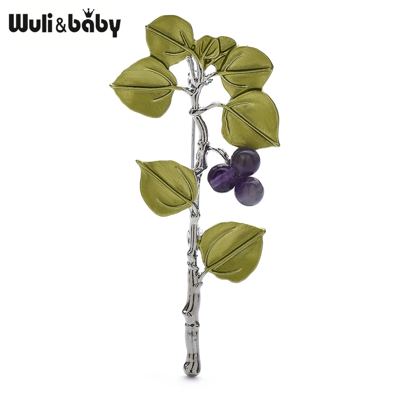 

Wuli&baby Lovely Stone Fruits Leaves Branch Brooches For Women Unisex Flower Plants Party Casual Brooch Pins Gifts