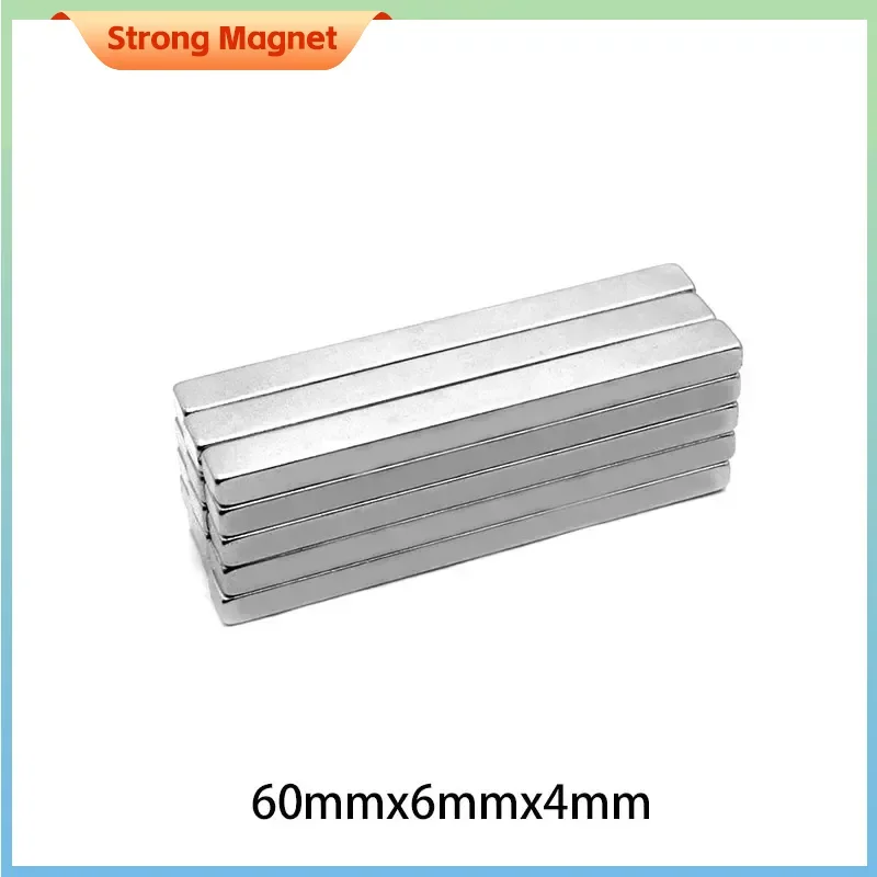 2/5/10/20PCS 60x6x4mm Neodymium Block Rectangular Magnets Super Strong N35 Permanent Square Magnet Cube Imanes Magnetic Sheet